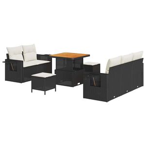 vidaXL Ensemble de canap&eacute; de jardin 8 pc Noir polyrotin