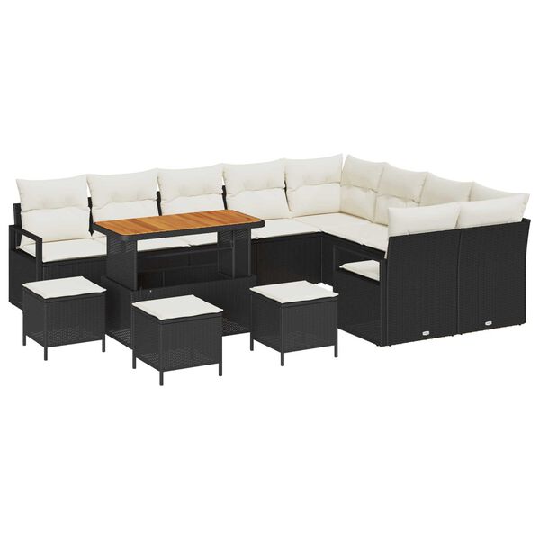 vidaXL Ensemble de canap&eacute; de jardin 13 pcs Noir Poly rotin