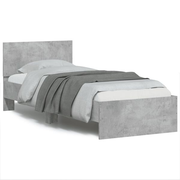vidaXL Cadre de lit sans matelas avec t&ecirc;te de lit gris b&eacute;ton 75x190 cm