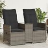 vidaXL Canap&eacute; de jardin inclinable 2 places avec table gris poly rotin