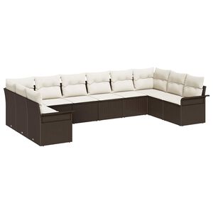 vidaXL Ensemble de canap&eacute; de jardin 10 pc Marron polyrotin