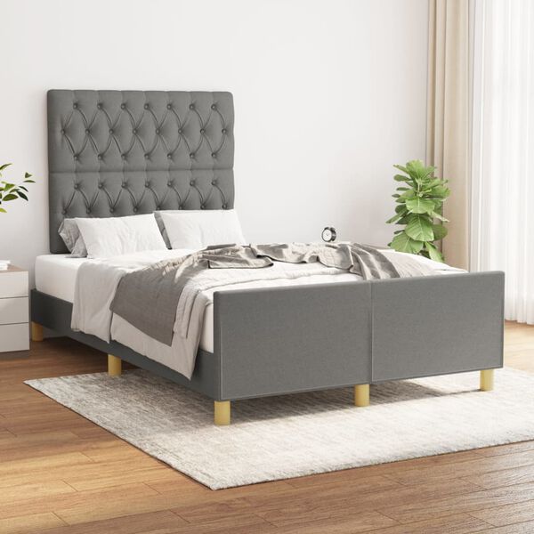 vidaXL Cadre de lit sans matelas gris fonc&eacute; 120x200 cm tissu