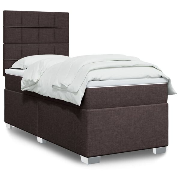vidaXL Sommier &agrave; lattes de lit avec matelas Marron fonc&eacute; 100x200 cm