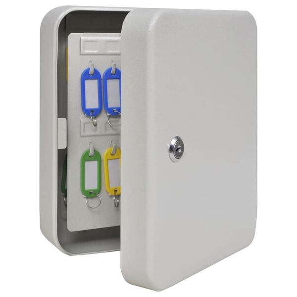 vidaXL Bo&icirc;te &agrave; cl&eacute;s avec verrouillage Ivoire 20 x 7,5 x 25 cm Acier