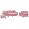 vidaXL Ensemble de canap&eacute;s 3 pcs avec coussins rose velours