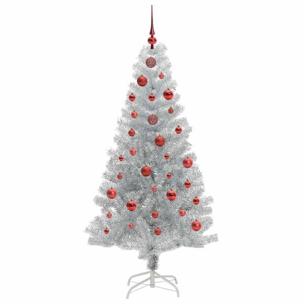 vidaXL Sapin de No&euml;l avec 150 LED avec support Argent 150 cm PET