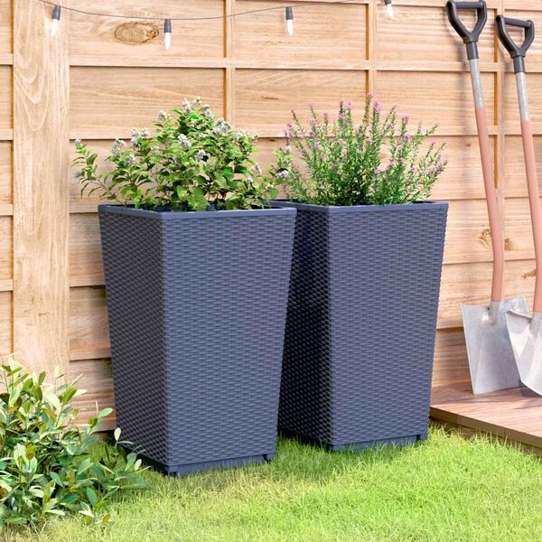 vidaXL Jardini&egrave;res 2 pcs bleu gris 32,5x32,5x57 cm PP
