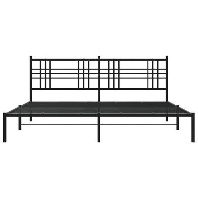 vidaXL Cadre de lit métal sans matelas avec tête de lit noir 193x203cm