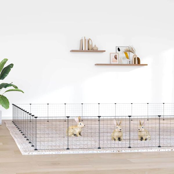 vidaXL Cage animaux de compagnie &agrave; 52 panneaux et porte Noir 35x35 cm