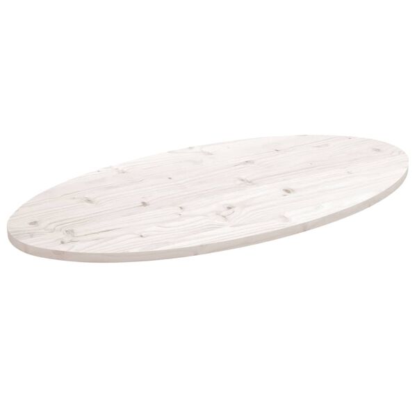 vidaXL Dessus de table blanc 100x50x2,5 cm bois de pin massif ovale