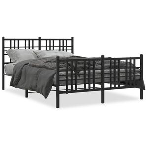vidaXL Cadre de lit m&eacute;tal sans matelas avec pied de lit noir 140x190cm