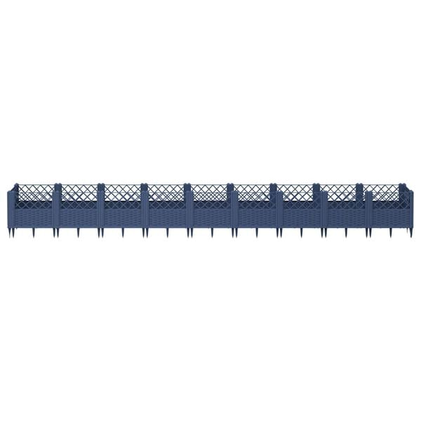 vidaXL Jardini&egrave;re avec piquets bleu gris 363,5x43,5x43,5 cm PP