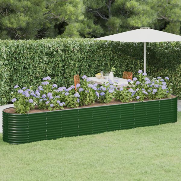 vidaXL Lit sur&eacute;lev&eacute; de jardin Acier galvanis&eacute; 440x80x68 cm Vert