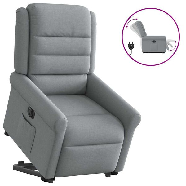 vidaXL Fauteuil inclinable &eacute;lectrique gris clair tissu