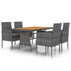 vidaXL Ensemble &agrave; manger d'ext&eacute;rieur 5 pcs R&eacute;sine tress&eacute;e Gris