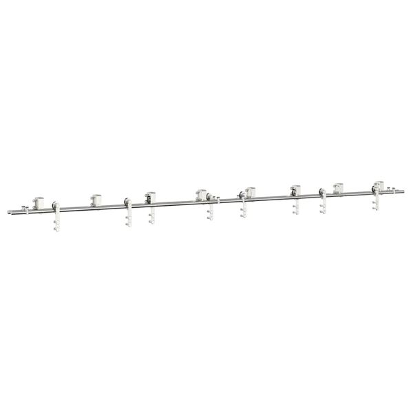 vidaXL Kit fixation porte coulissante 400 cm Acier inoxydable Argent&eacute;
