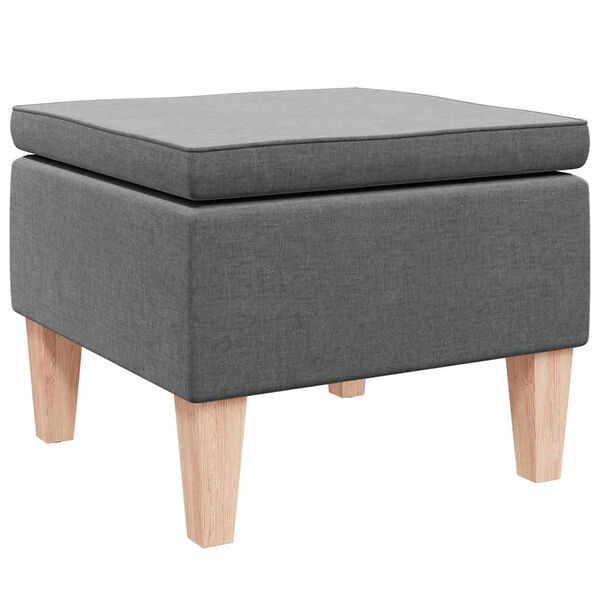 vidaXL Tabouret avec pieds en bois Gris foncé Tissu