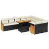 vidaXL Salon de jardin 10 pcs avec coussins noir r&eacute;sine tress&eacute;e