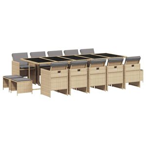 vidaXL Ensemble &agrave; manger de jardin et coussins 15 pcs m&eacute;lange beige
