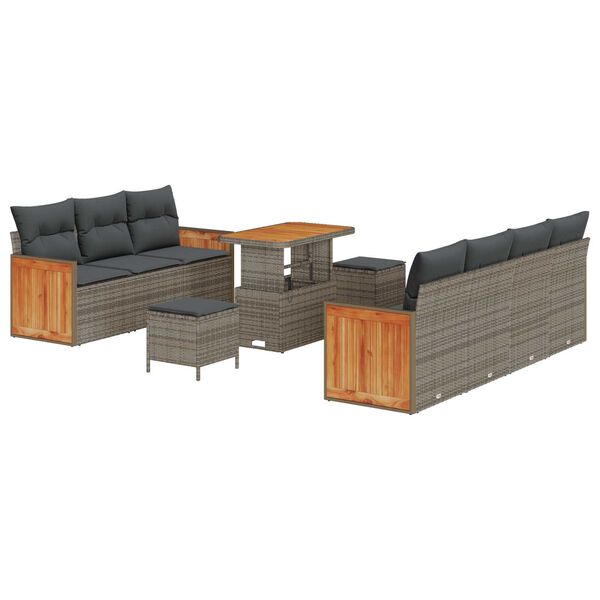 vidaXL Ensemble de canap&eacute; de jardin avec coussin 10 pcs Gris