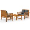 vidaXL Salon de jardin 3 pcs avec coussins bois massif d'acacia