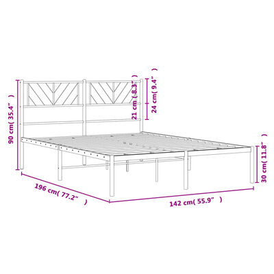 vidaXL Cadre de lit métal sans matelas et tête de lit blanc 135x190 cm