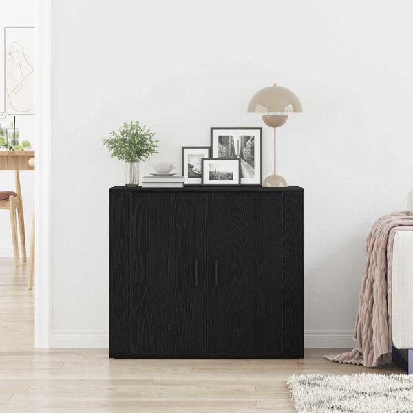 vidaXL Buffet Ch&ecirc;ne noir 80 x 33 x 70 cm Bois d'ing&eacute;nierie