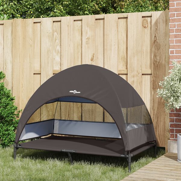 vidaXL Lit surélevé pour chien Marron 127 x 81 x 108 cm Tissu et acier