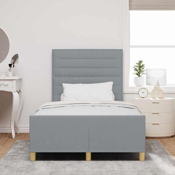 vidaXL Cadre de lit avec t&ecirc;te de lit Gris clair 120 x 200 cm tissu