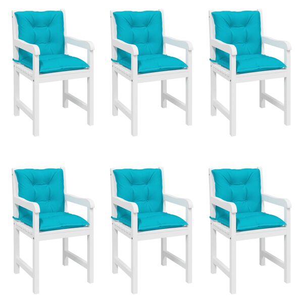 vidaXL Coussins de chaise de jardin &agrave; dossier bas lot de 6 turquoise