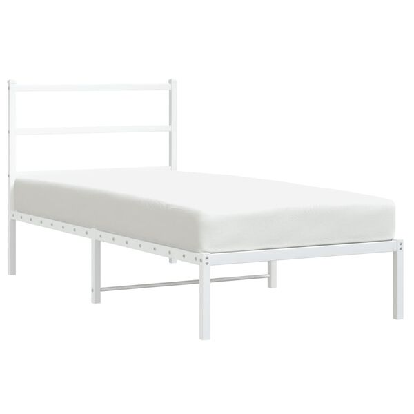 vidaXL Cadre de lit m&eacute;tal sans matelas avec t&ecirc;te de lit blanc 90x190cm