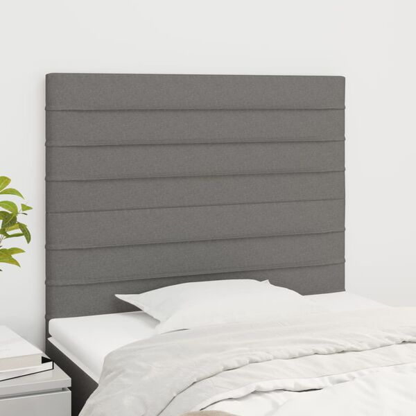 vidaXL T&ecirc;te de lit Gris fonc&eacute; 80x5x118/128 cm Tissu