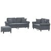 vidaXL Ensemble de canap&eacute;s 3 pcs avec coussins gris fonc&eacute; velours