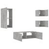 vidaXL Meuble TV muraux 4 pcs avec lumi&egrave;res LED gris b&eacute;ton
