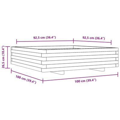 vidaXL Jardinière blanc 100x100x26,5 cm bois de pin massif