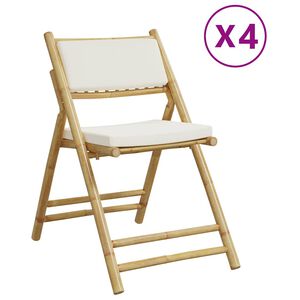 vidaXL Chaises de bistro pliantes lot de 4 et coussins blanc cr&egrave;me