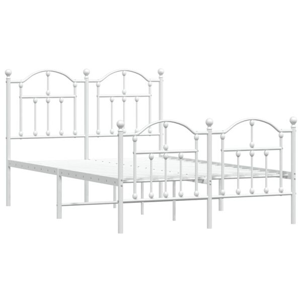 vidaXL Cadre de lit m&eacute;tal sans matelas et pied de lit blanc 120x200 cm