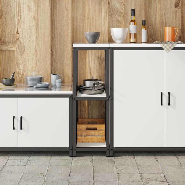 vidaXL Rangement de cuisine avec &eacute;tag&egrave;re Blanc 60 x 50 x 92 cm Acier