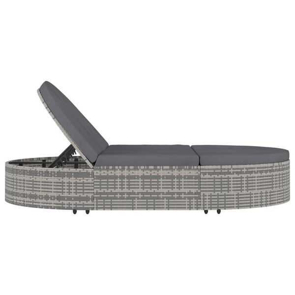 vidaXL Chaise longue &agrave; 2 places avec coussins R&eacute;sine tress&eacute;e Gris