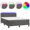 vidaXL Sommier &agrave; lattes de lit avec matelas LED Gris fonc&eacute; 140x200 cm