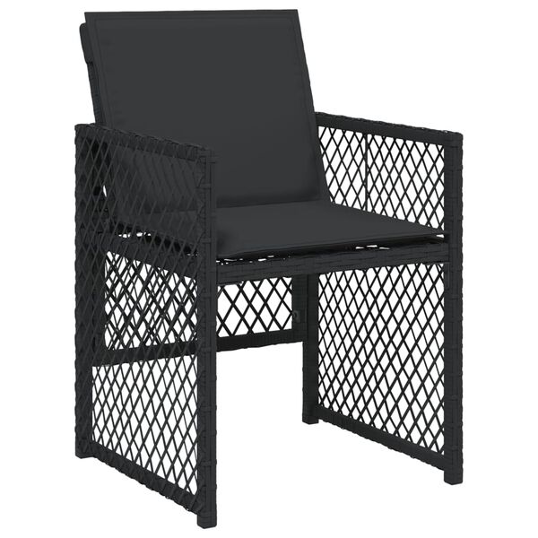 vidaXL Ensemble &agrave; manger de jardin 15 pcs coussins noir r&eacute;sine tress&eacute;e