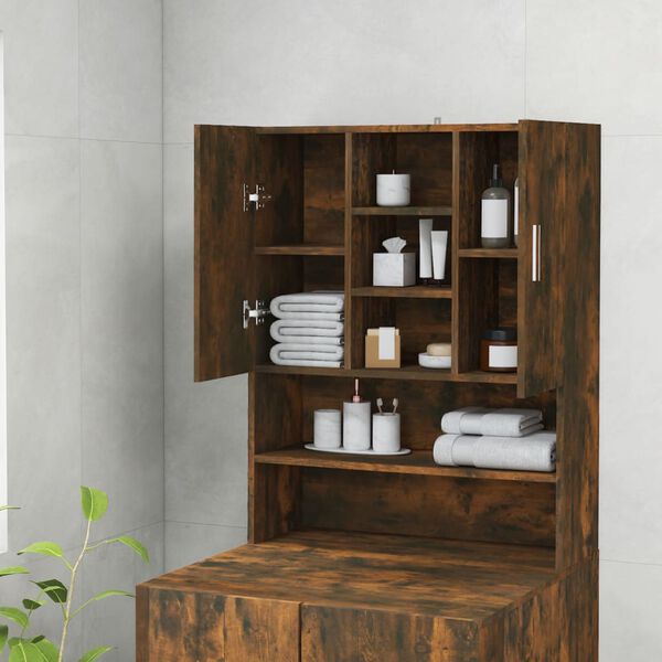 vidaXL Meuble pour machine &agrave; laver Ch&ecirc;ne fum&eacute; 70,5x25,5x90 cm