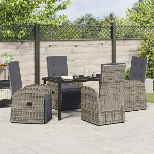 vidaXL Ensemble de salle &agrave; manger pour jardin 5 pcs Gris polyrotin