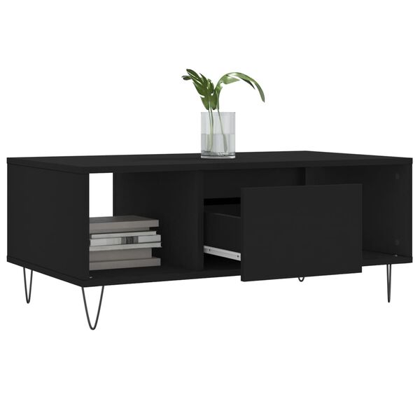 vidaXL Table basse Noir 90x50x36,5 cm Bois d'ing&eacute;nierie