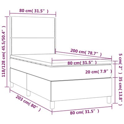 vidaXL Sommier à lattes de lit avec matelas Gris clair 80x200 cm Tissu