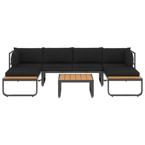 vidaXL Canap&eacute; d'angle de jardin &agrave; 4 places avec coussins Aluminium WPC