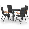 vidaXL Ensemble &agrave; manger de jardin 5 pcs noir et marron