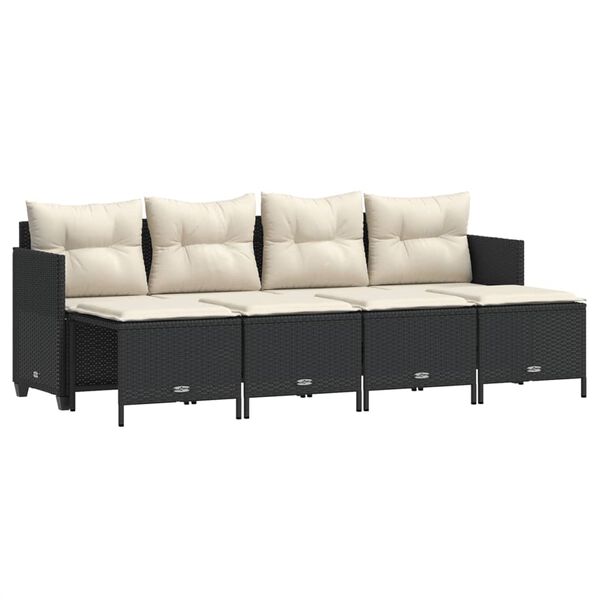 vidaXL Salon de jardin 5 pcs avec coussins noir r&eacute;sine tress&eacute;e