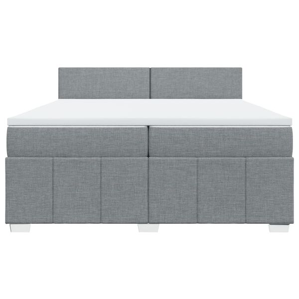 vidaXL Sommier &agrave; lattes de lit avec matelas Gris clair 200x200cm Tissu