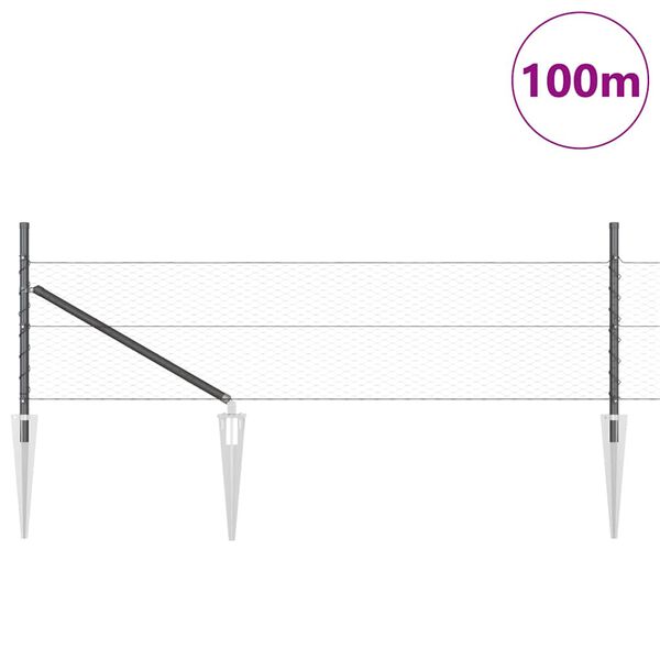 vidaXL Poteau de clôture. Gris 100 x 0,4 m (maillage de 25 mm)